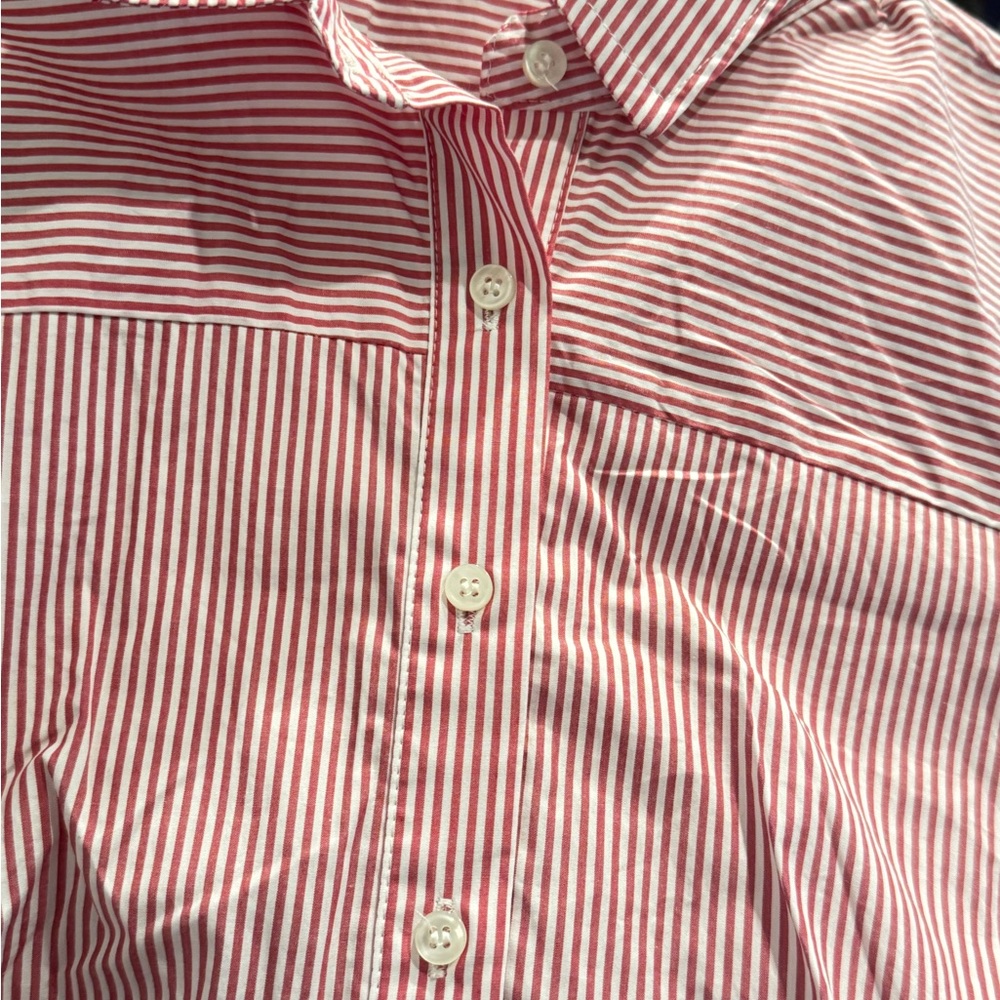 New J Crew RedWhite Stripe Tie Waist Shirt Dress Small S - Picture 13 of 13